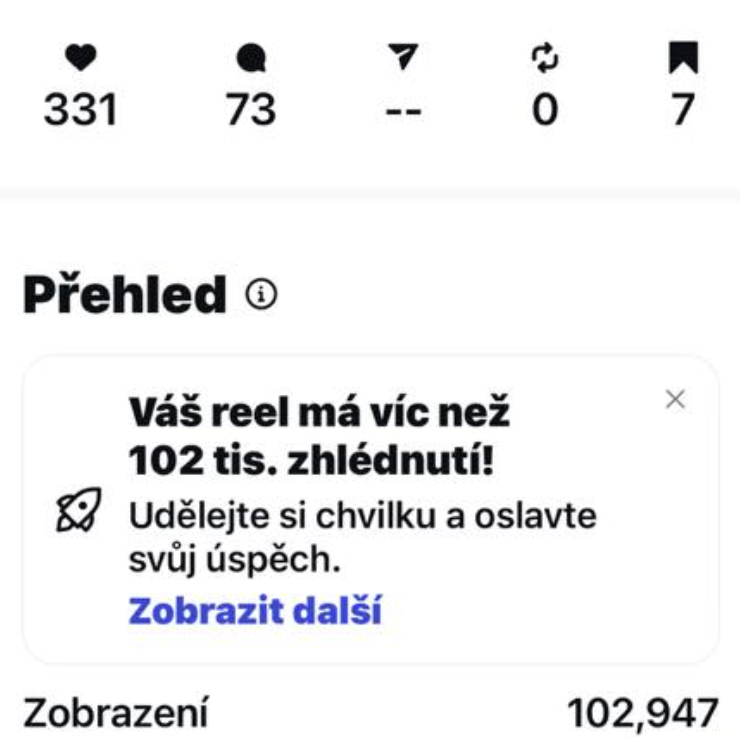 Reel se 102 tisíci zhlédnutími
