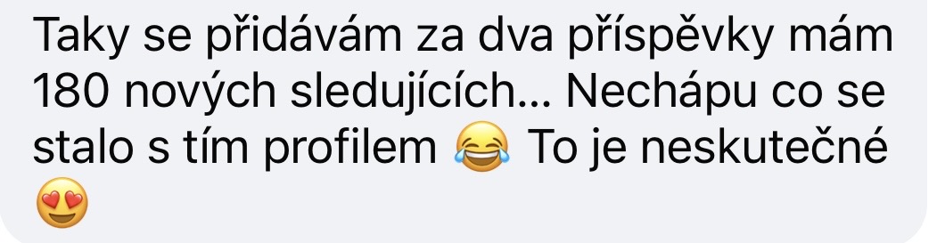 Nárůst sledujících, screenshot statistik